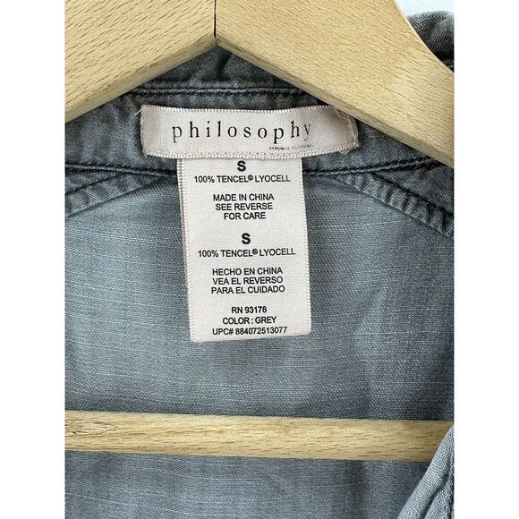 Philosophy Gray 100% Tencel Long Sleeve Button Tunic Dress Women's Size SMALL - Picture 4 of 5